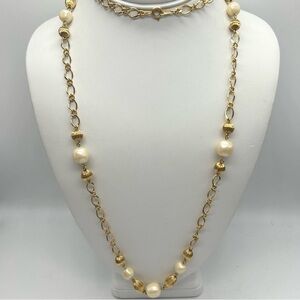 Avon Vintage Gold Beaded Faux Pearl Necklace